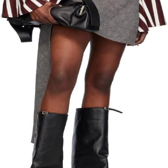 Women's Rubber Open Toe Boots Flip Flop Knee High Sandals Stiletto Heel - Picture 5 of 5